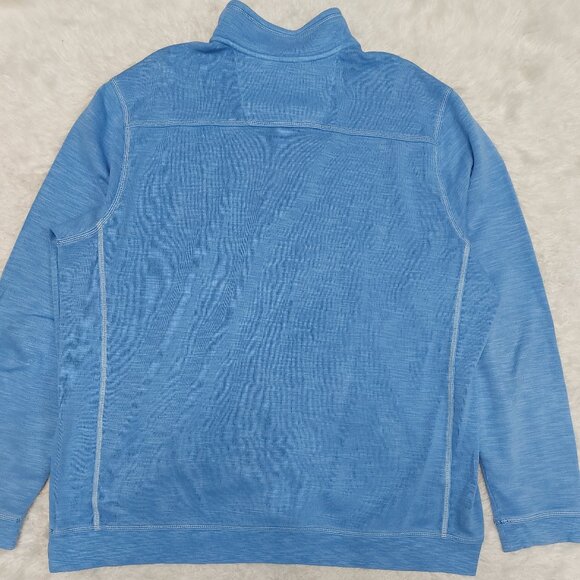 Tommy Bahama Mens Blue Relax Sweatshirt Quarter Zip Pullover Marlin Logo - Picture 3 of 11